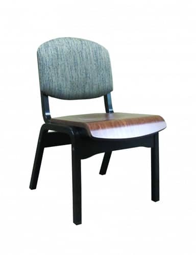campus wood seat fabric back stack chair 1